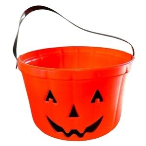Vtg 1980 Jack-o-Lantern Empire Orange Blow Mold Halloween Pumpkin Candy Bucket